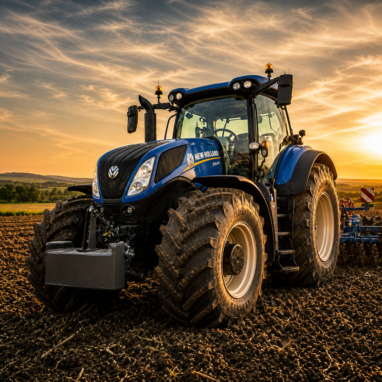 Bullwerk UG fertigt maßgeschneiderte New Holland Bulldesk Tische in Ostfriesland, individuell für T5–T8 Serien mit USB, Haltern und Logo nach Wunsch.